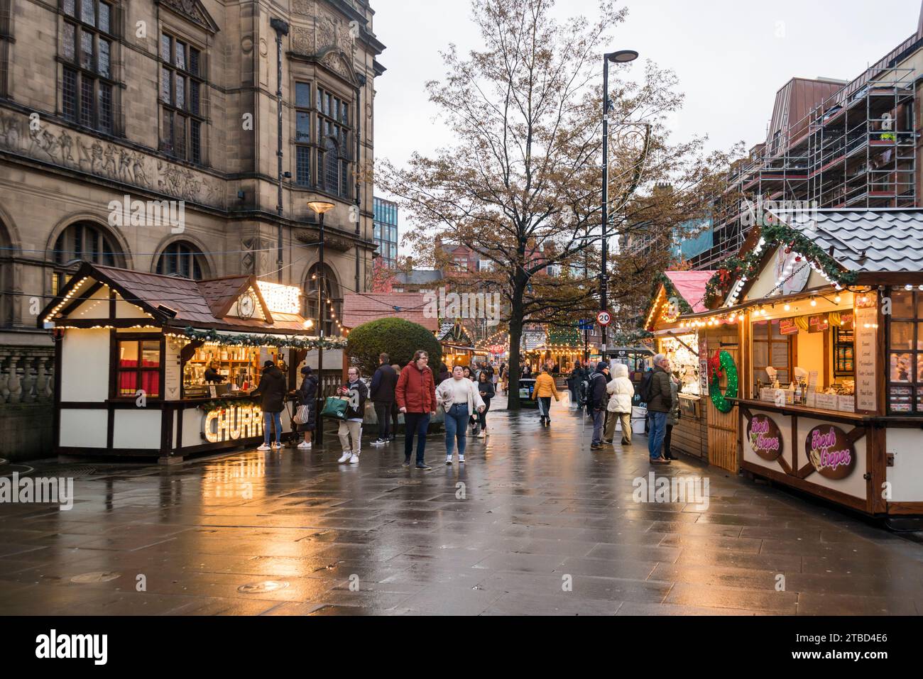 Christmas Market Food Hut, Sheffield, Yorkshire, UK Stock Photo