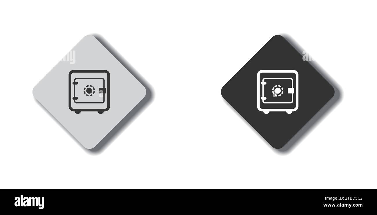 Money safe icon. Flat button with shadow Stock Vector