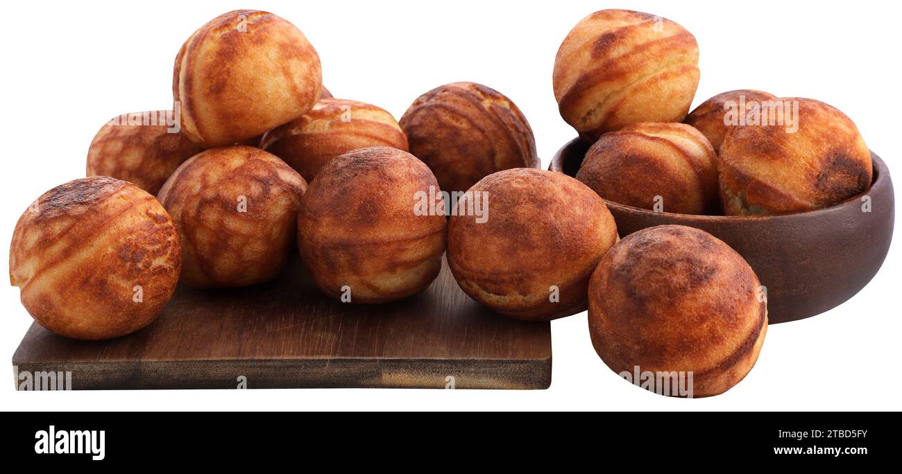 Popular Dansih pancake balls or aebleskiver Stock Photo