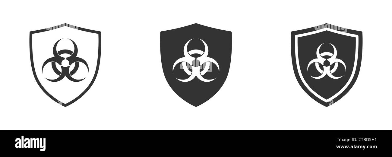Shield icon with a biohazard sign. Biohazard protection symbol. Vector