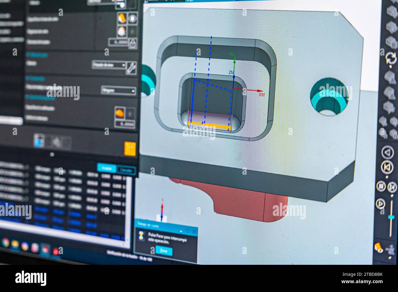 Computer screen with a simulation of a metal piece Stock Photo - Alamy