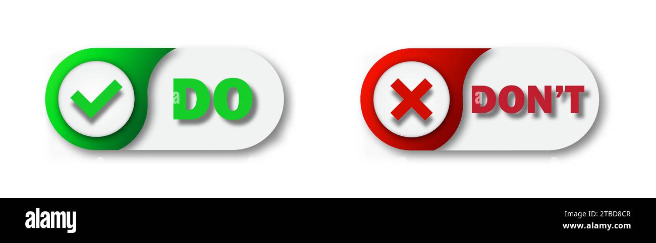 Do and Don't label set. Check mark and cross symbols. Flat vector ...