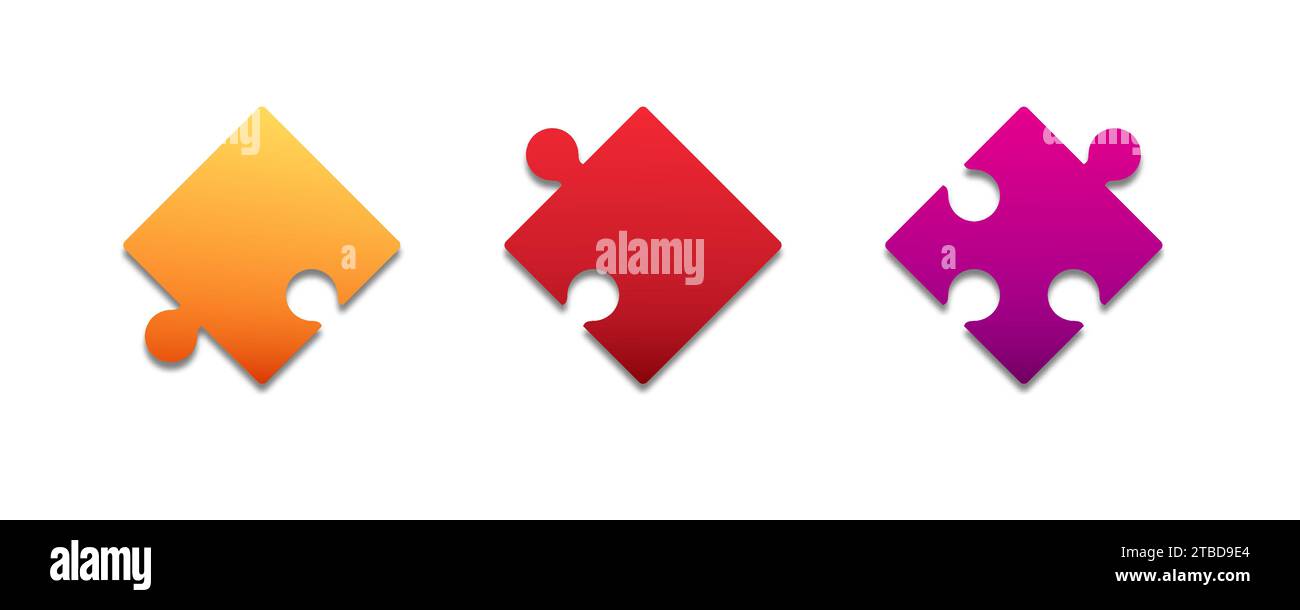 Colorful puzzle pieces. Flat vector illustration Stock Vector