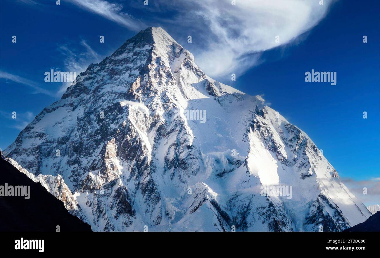 K2 summit, the second highest mountain in the world Stock Photo