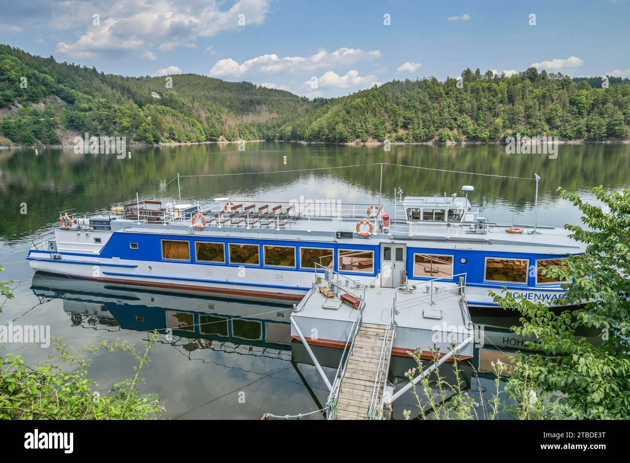 Excursion steamer Hohenwarte, Hohenwarte reservoir, Thuringia, Germany Stock Photo