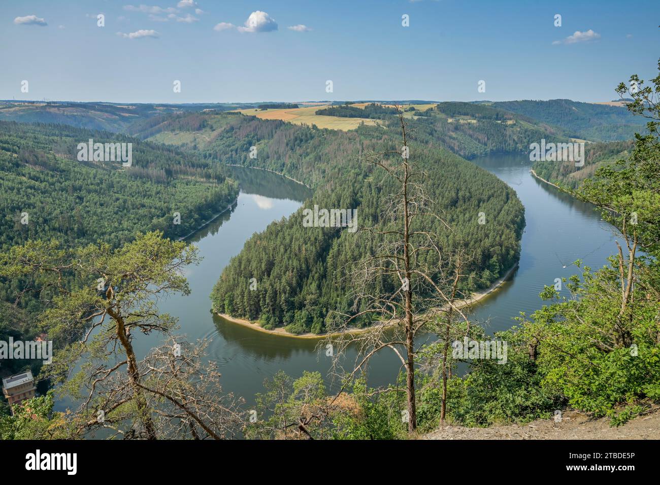 Saaleschleife, view from the Teufelskanzel, Hohenwarte reservoir, Thuringia, Germany Stock Photo