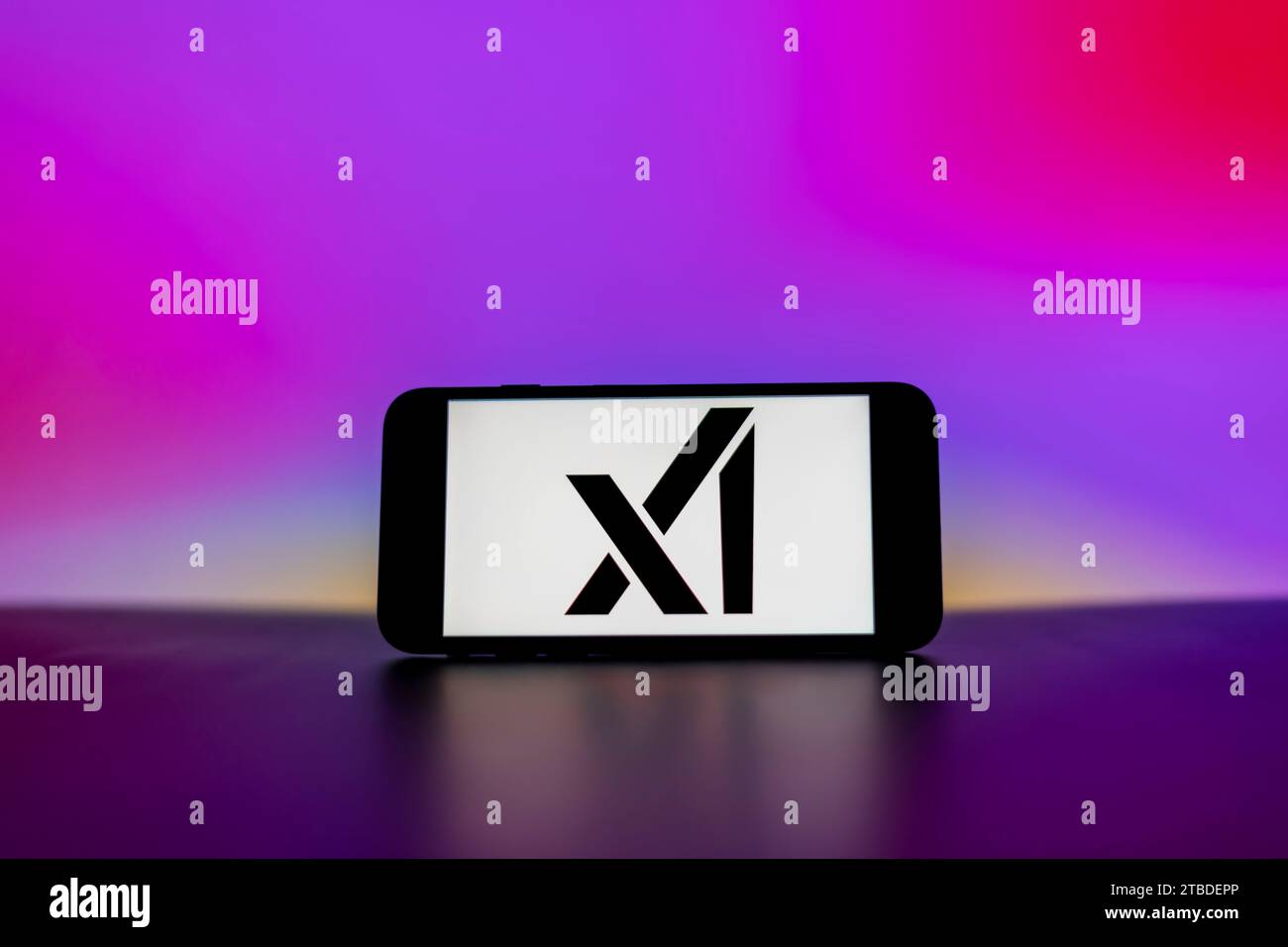 In this photo illustration, the Elon Musk's AI firm xAI logo is seen