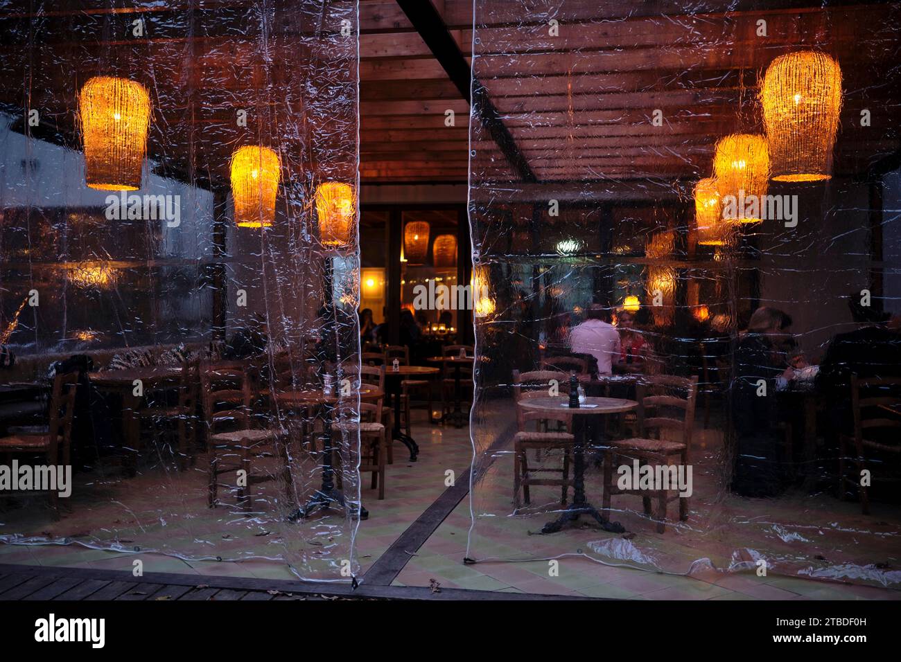 Germany, Berlin, 04.11.2023, Tiergarten, Cafe am Neuen See, lamps, film Stock Photo