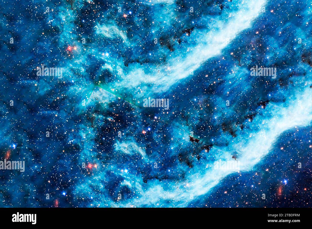 Blue cosmic nebula. Elements of this image furnished by NASA. High ...