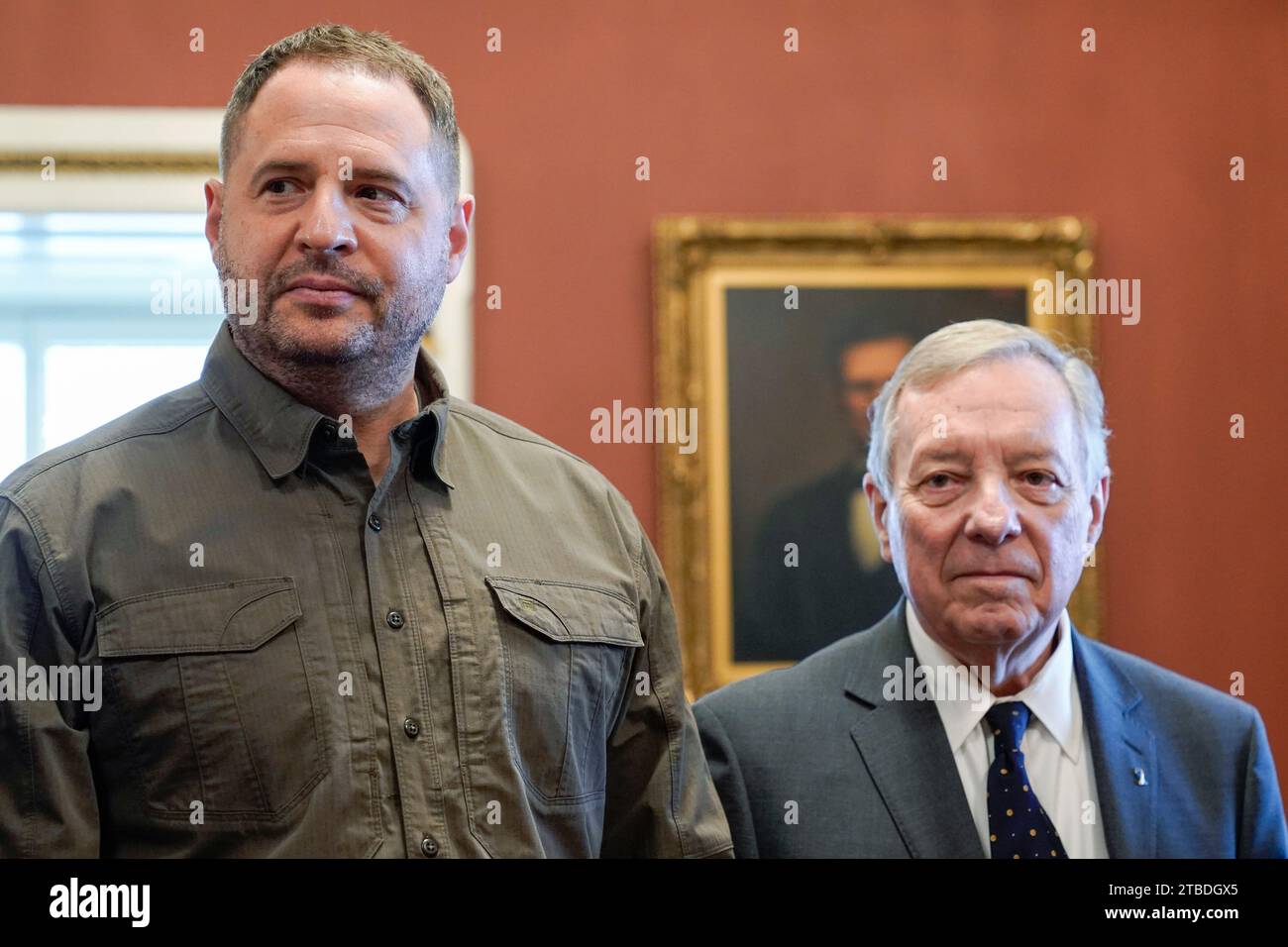 Rustem Stand Ukraine’s Defense Minister Rustem Umerov, left, and Sen. Dick Durbin, D ...