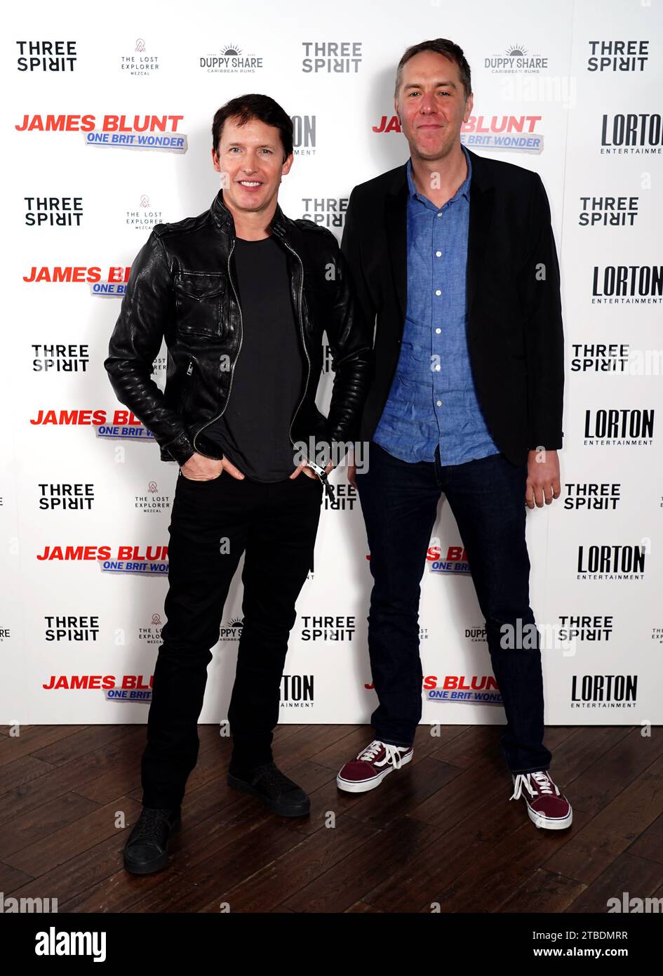 James Blunt and Director Chris Atkins (right) arrive for the screening of James Blunt's One Brit Wonder at Picturehouse Central in London. Picture date: Wednesday December 6, 2023. Stock Photo