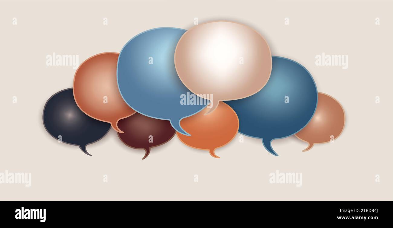 Colored Speech Bubble. Communication and dialogue. Social network. Colored cloud. Speak - discussion - chat. Talking and communicate  Symbol. Equality Stock Vector