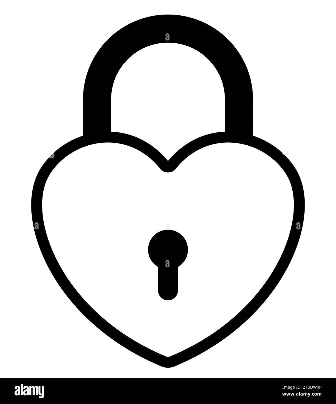 heart shaped padlock, black and white vector illustration of locked lock Stock Vector