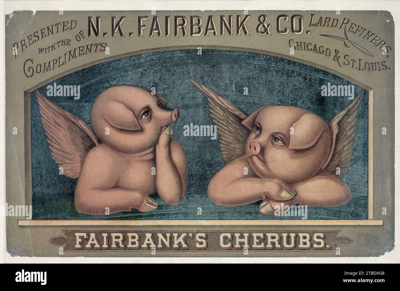 Unknown Artist, Fairbank's cherubs;  Presented with the compliments of N.K. Fairbank & Co., lard refiners, Chicago & St. Louis; 1890 circa; Printed co Stock Photo