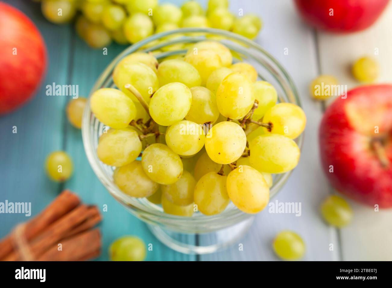 sultana grapes on wood background Stock Photo