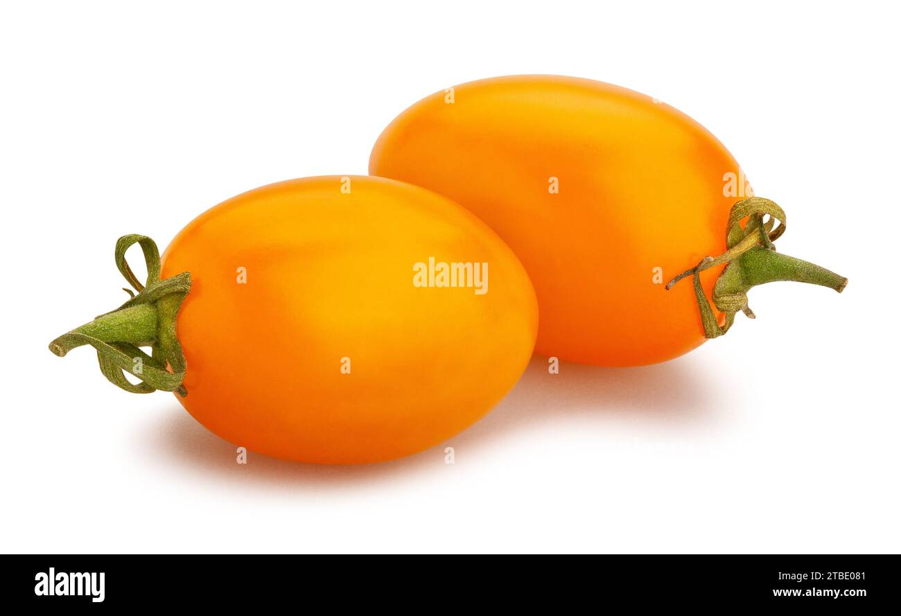 orange plum cherry tomato path isolated on white Stock Photo