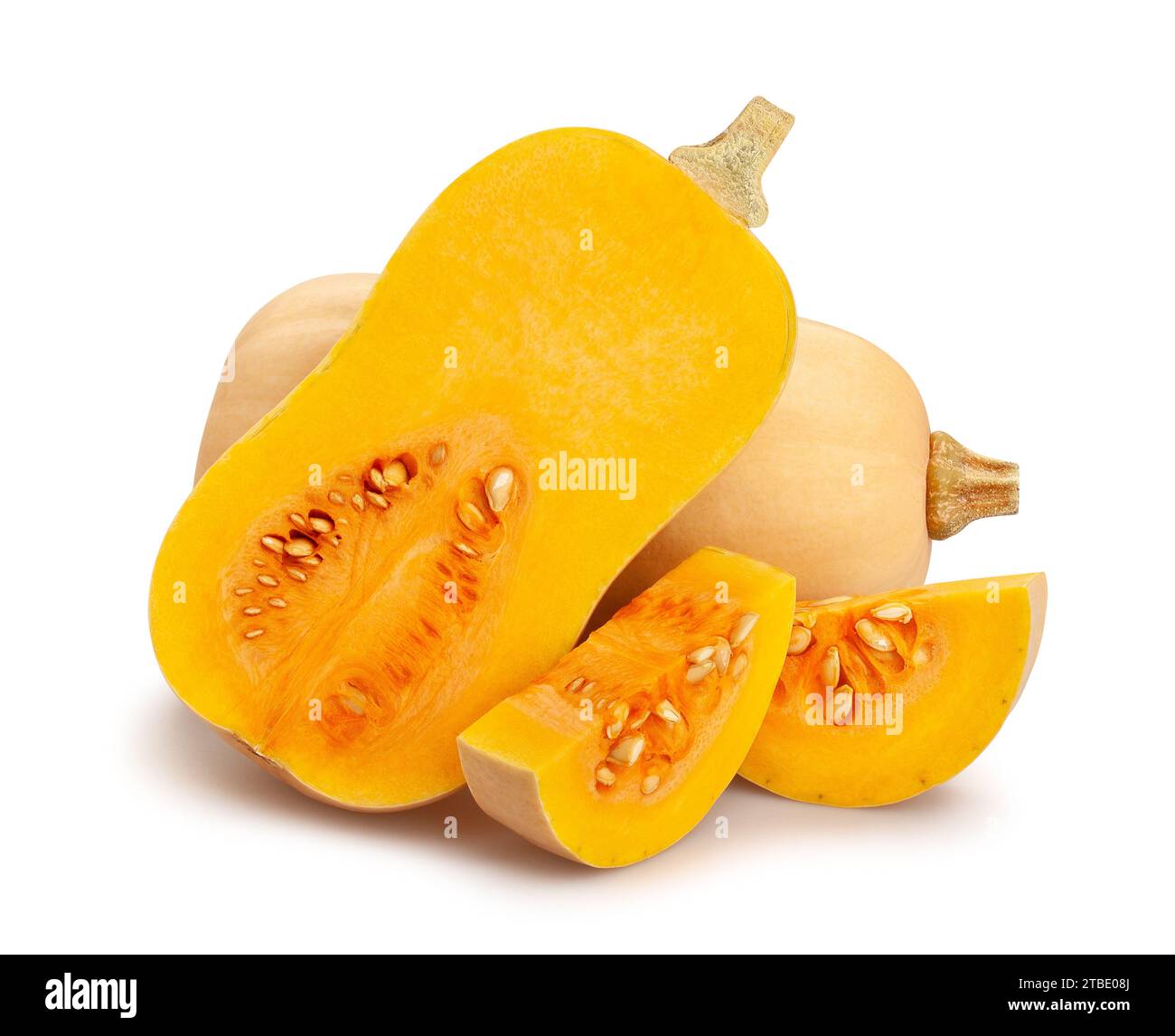 sliced butternut path isolated on white Stock Photo