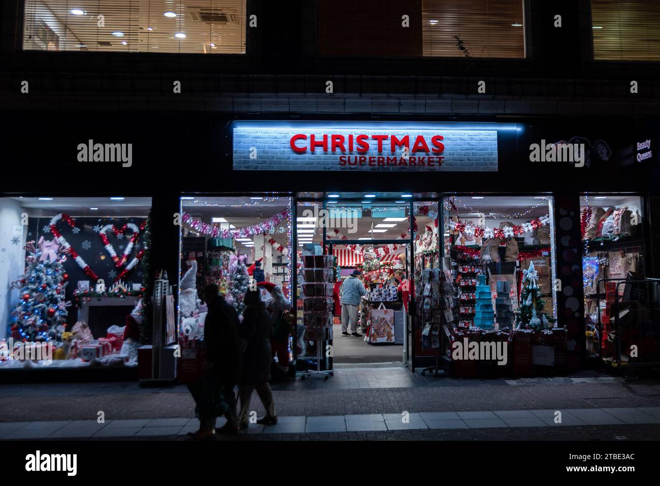 Christmas Supermarket seasonal shop in Southend on Sea High Street with