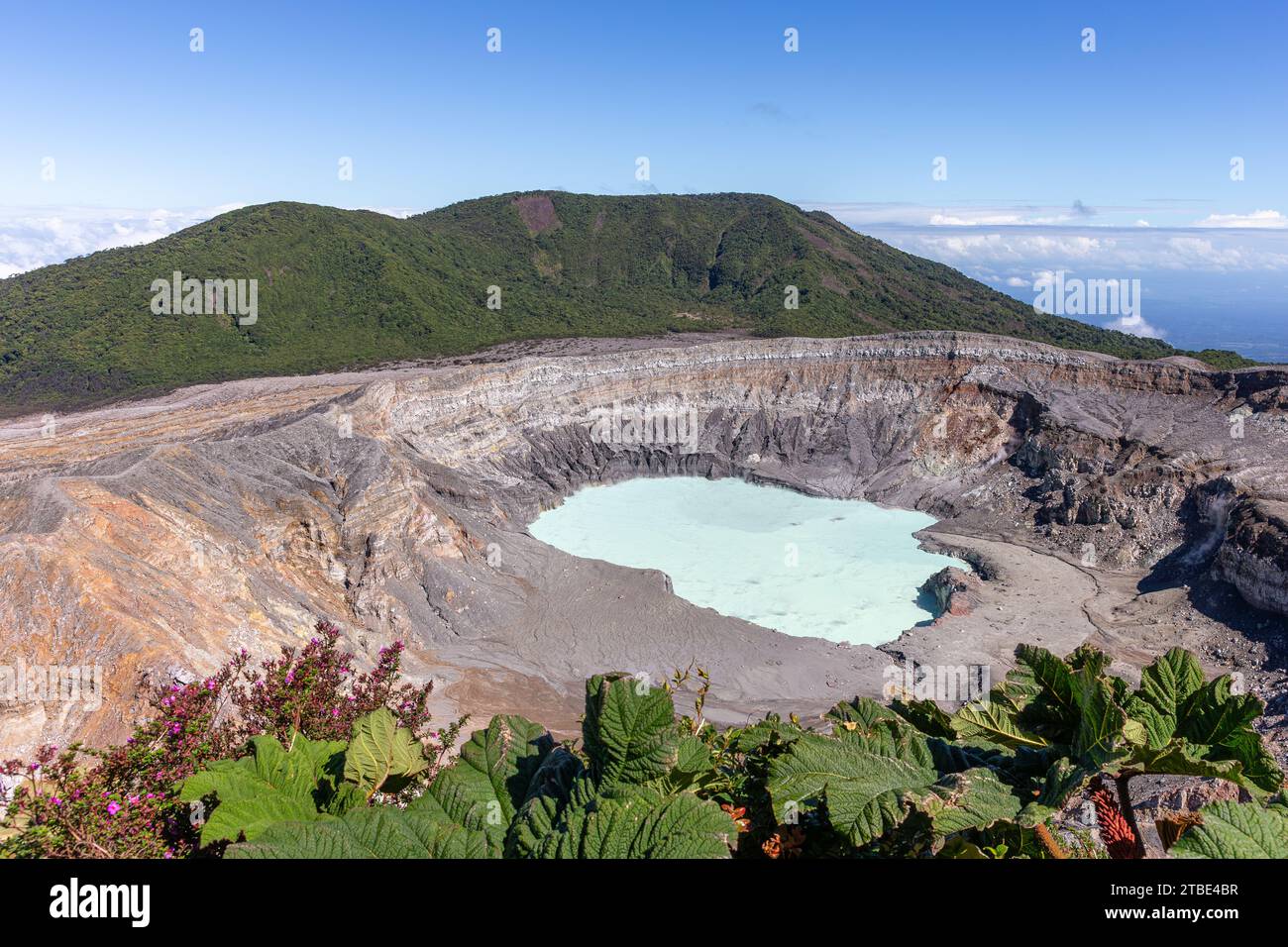 Poas Volcano Crater In Costa Rica On A Rare Clear Day In Poas Volcano Poas Volcano Crater In Costa Rica On A Rare Clear Day In Poas Volcano