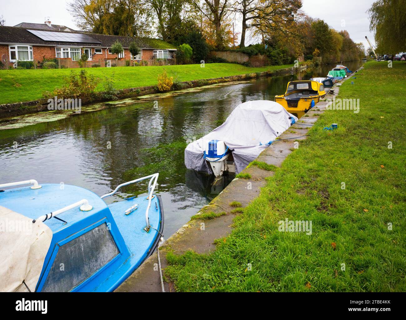 The Driffield Canal with small boats mooree Stock Photo