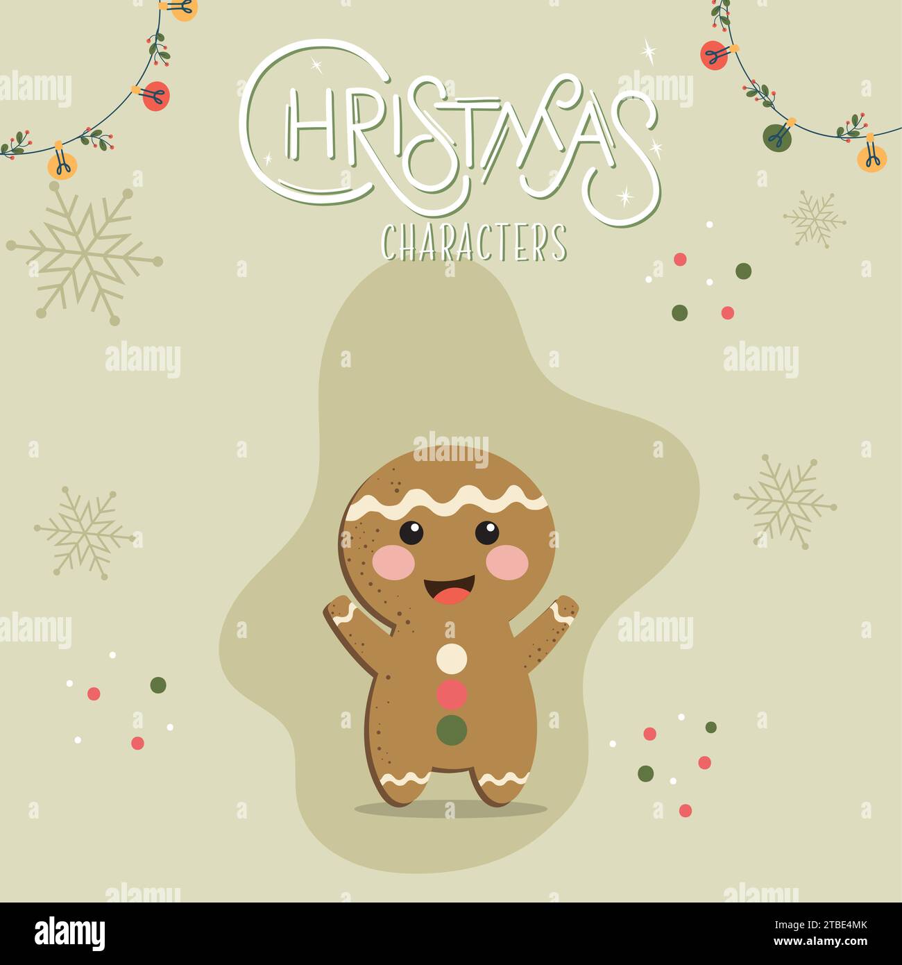 Gingerbread man cartoon kawaii Christmas characters Vector Stock Vector