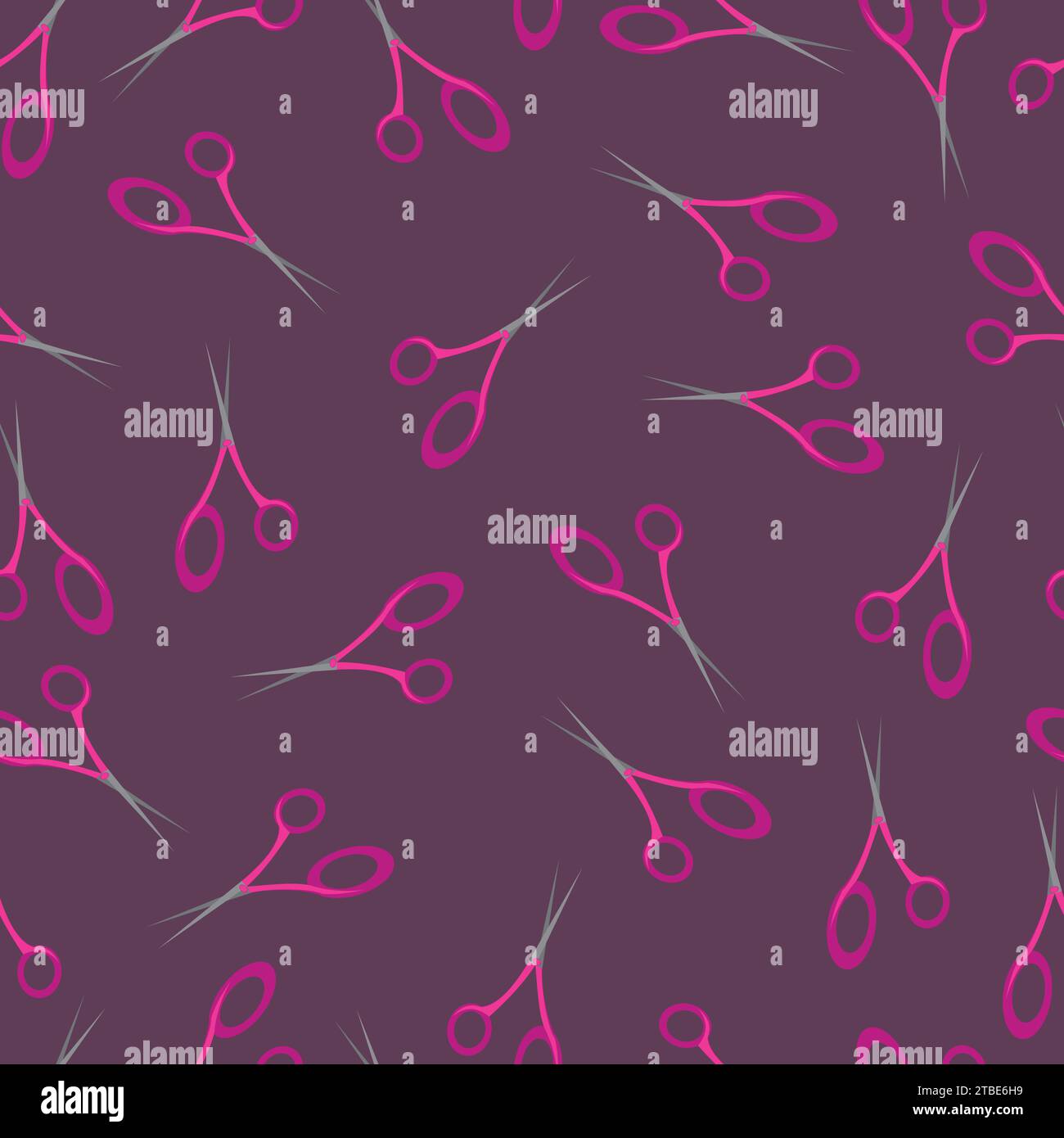 Seamless pattern with scissors on a dark purple background Stock Vector