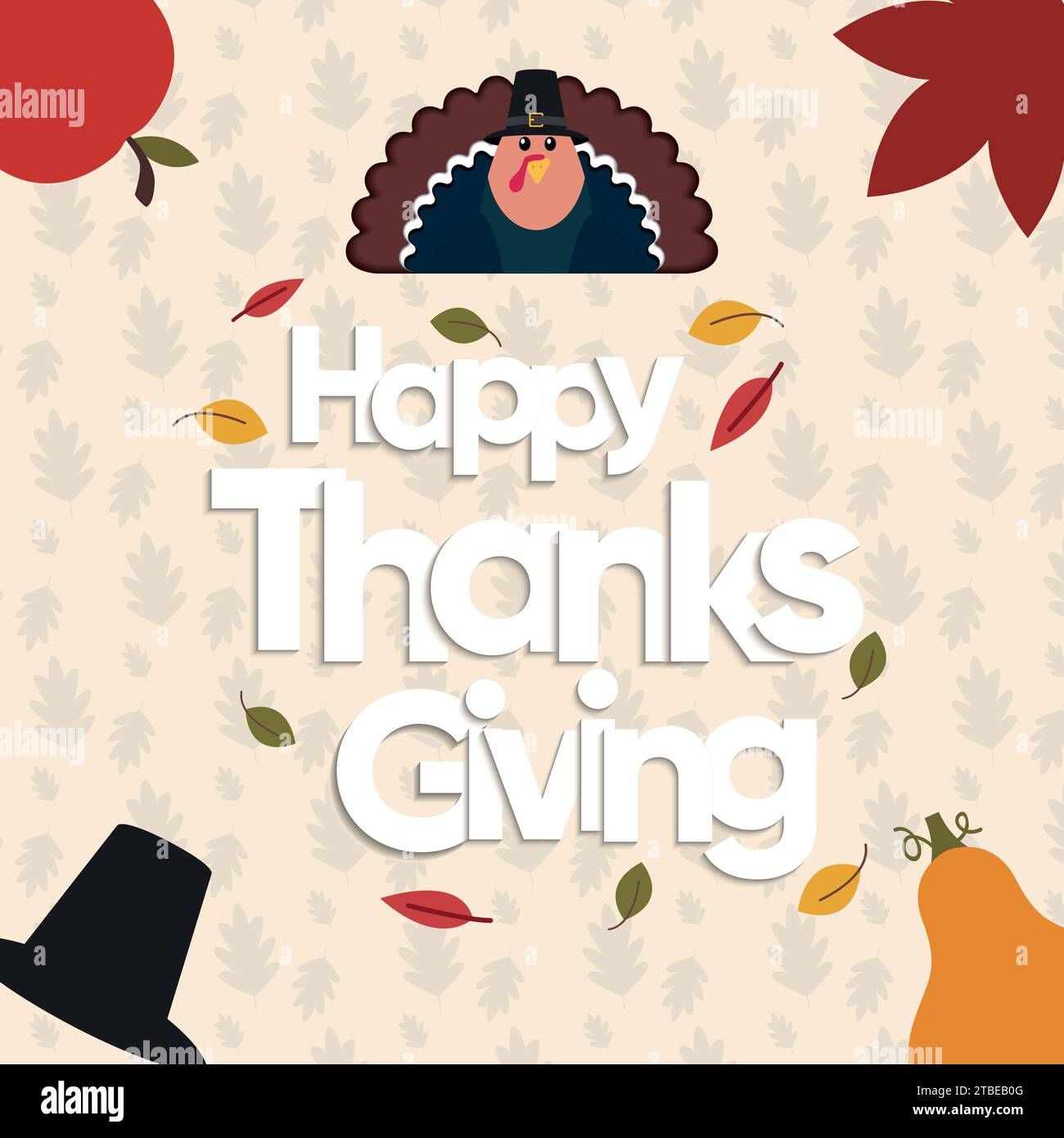 Colored template with turkey bird and seasonal food Thanksgiving day ...