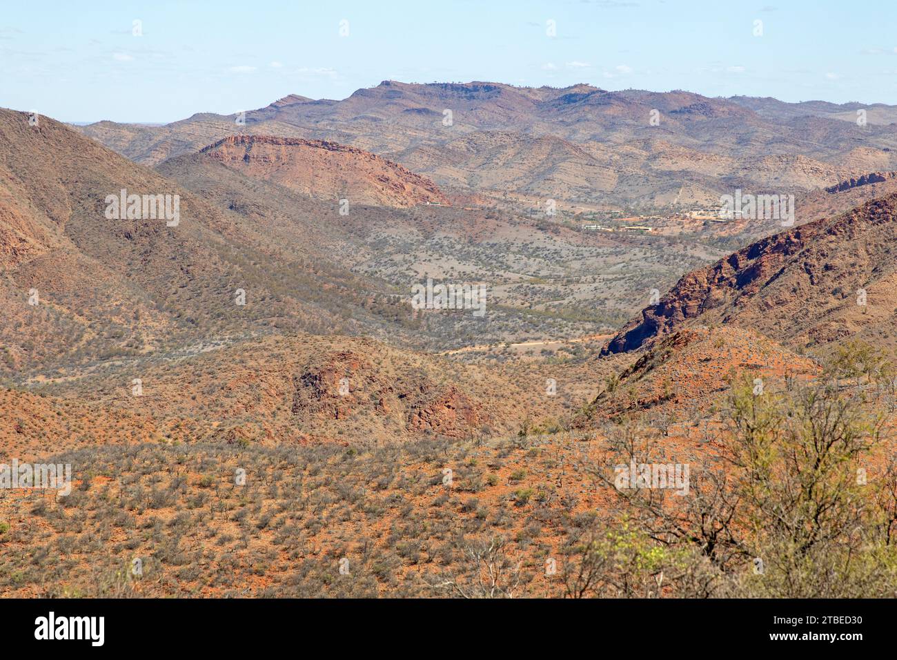 Distant view to Arkaroola Village in the northern Flinders Ranges Stock Photo