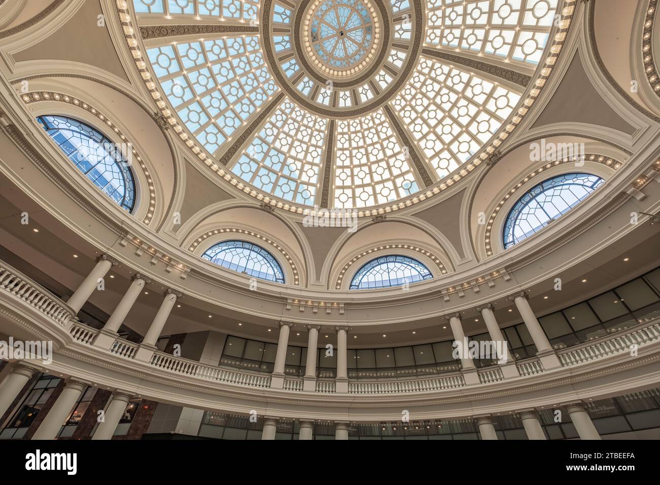 Domed roof in Westfield Shopping Mall, San Francisco, California Stock Photo