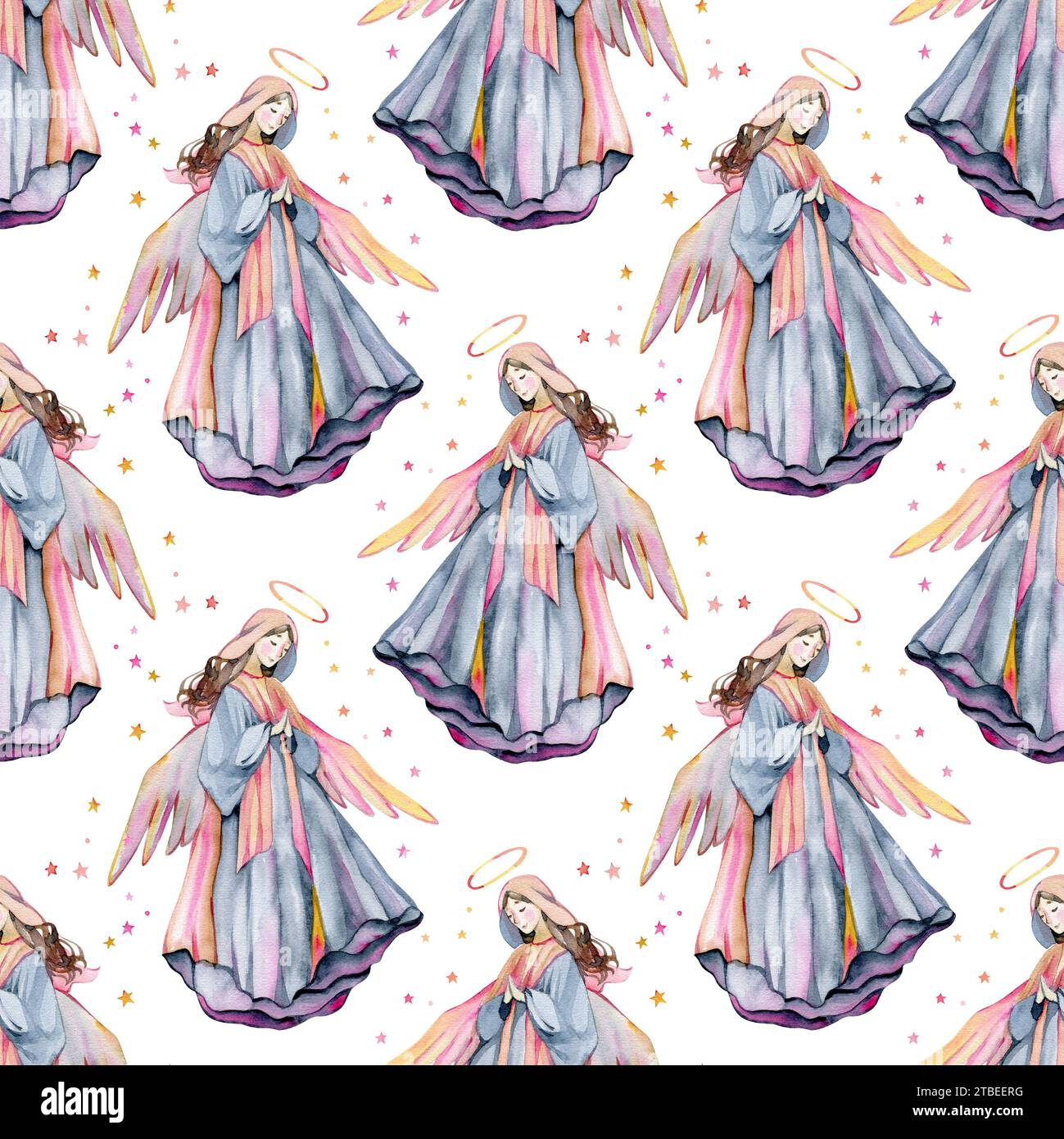 Watercolor Christmas nativity scene. Christianity story. Holy jolly ...