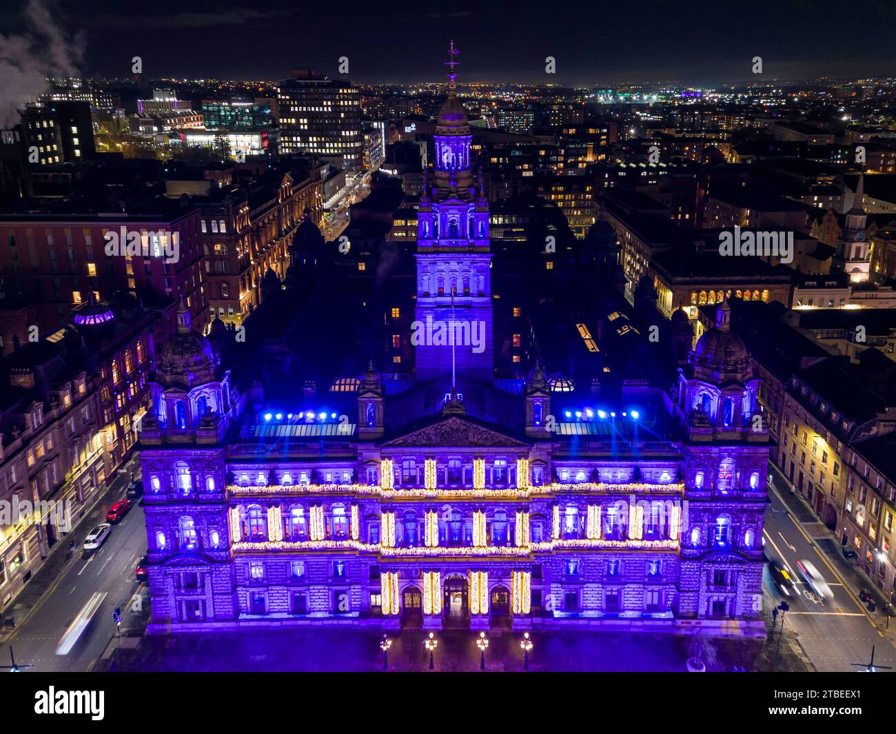 Glasgow City Chambers Christmas Light Display, Square, Glasgow