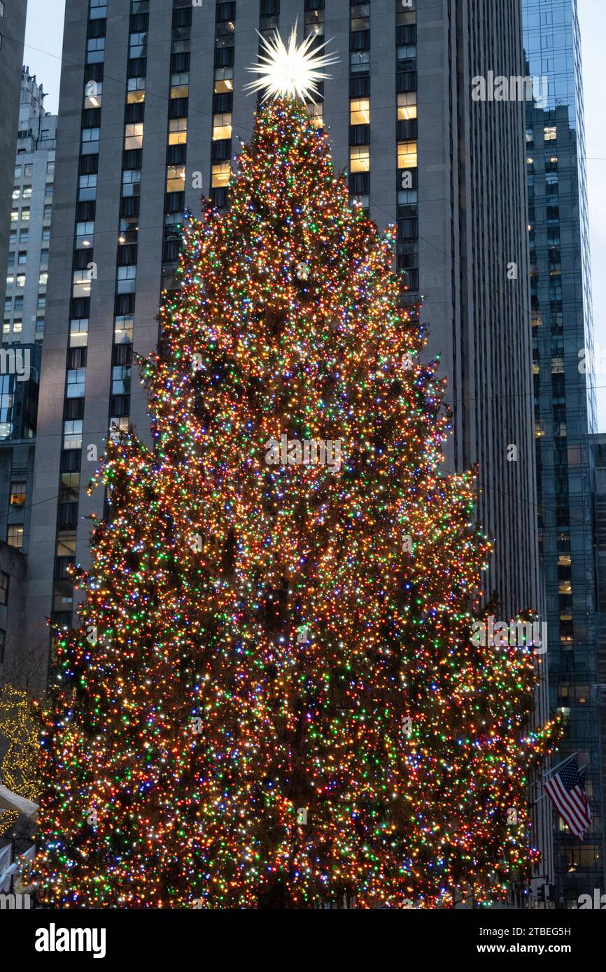 The Christmas tree at Rockefeller Center is an iconic holiday sight, New York City, USA  2023 Stock Photo