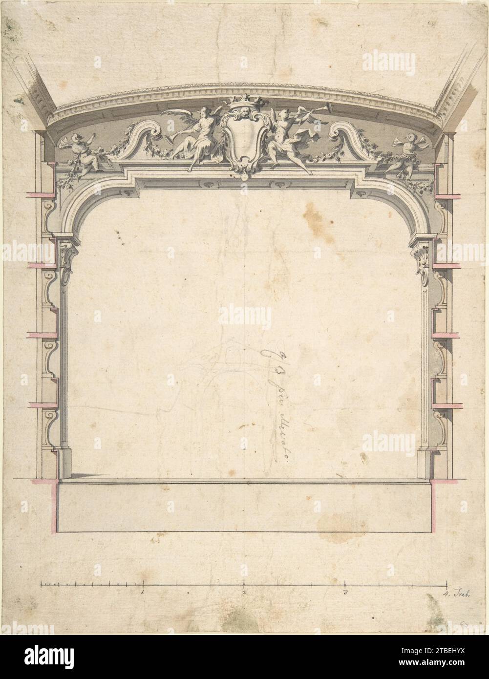 Keyhole Proscenium Design Design for the Proscenium Arch of a Theatre with Two Trumpeting Angels ...