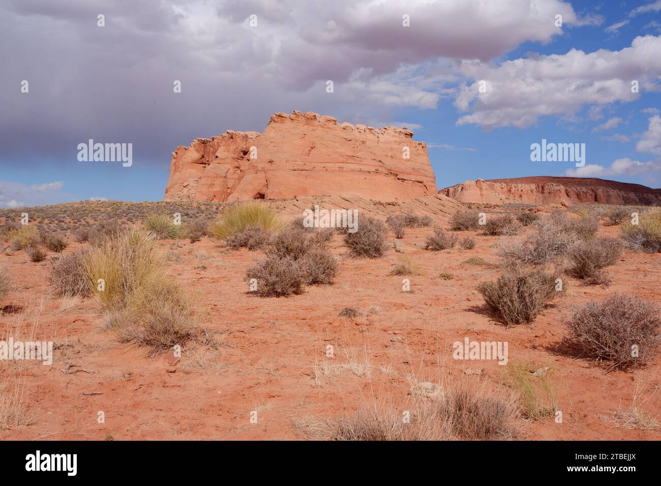 Photo of buttes and canyons in Lake Powell Navajo Tribal Park in Page east of Lechee, Arizona United States of America USA. Stock Photo