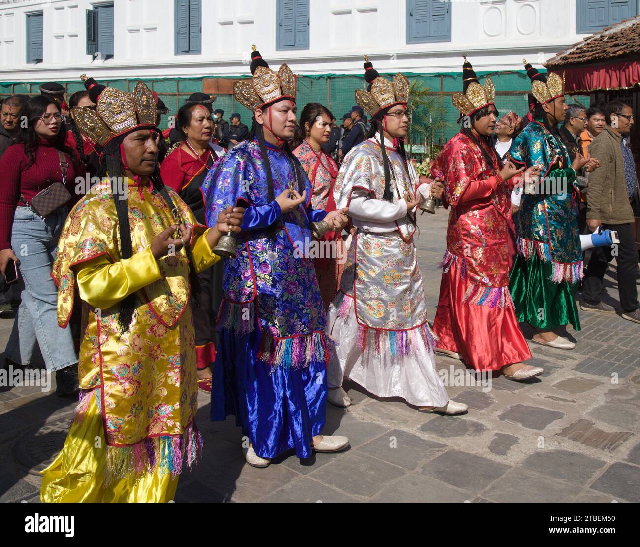 Nepal, Kathmandu, Tihar Festival, people, procession, Stock Photo