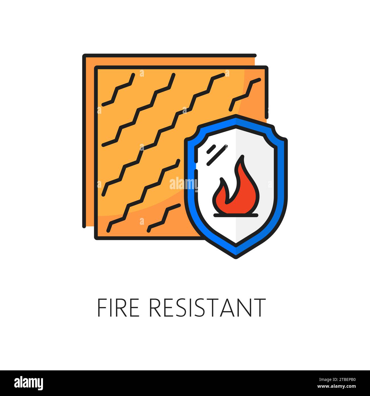 Fire resistant icon, wall thermal insulation. Building wall insulation