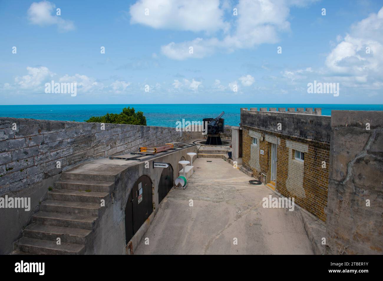 Fort St. Catherine near St. George's Town in Bermuda. Historic St. George and Fortifications is a World Heritage Site since 2000. Stock Photo