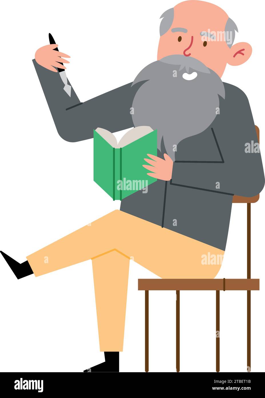 charles darwin with a book vector isolated Stock Vector