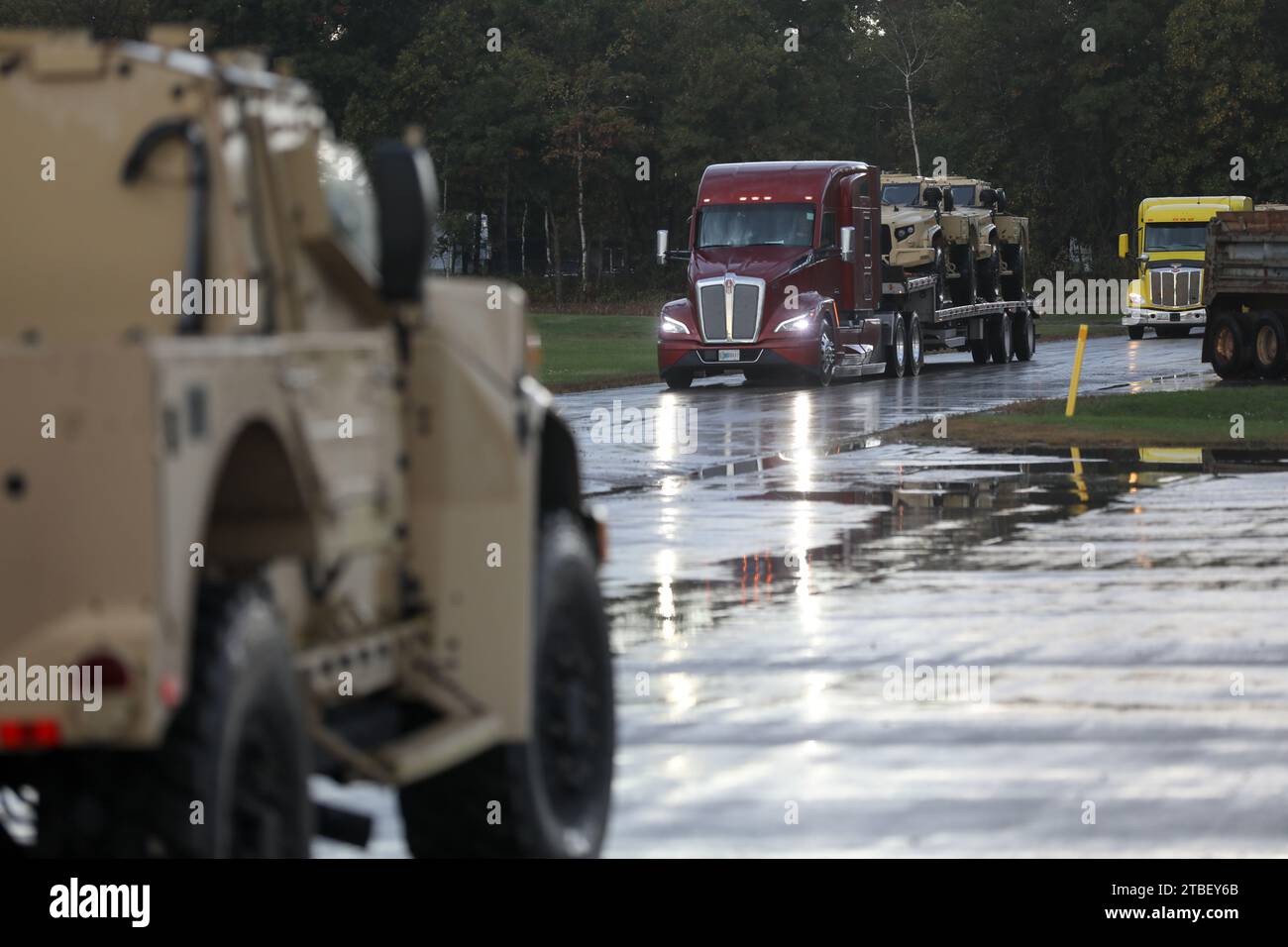 Camp Ripley Training Center in Little Falls, Minnesota, receives a new shipment of Joint Light Tactical Vehicles on October 1st, 2023. The U.S. Army is equipping National Guard units across the nation, parallel to its Active Duty organizations, focusing on the Armored formations (Minnesota Army National Guard Photo by Sgt. Jorden Newbanks). Stock Photo