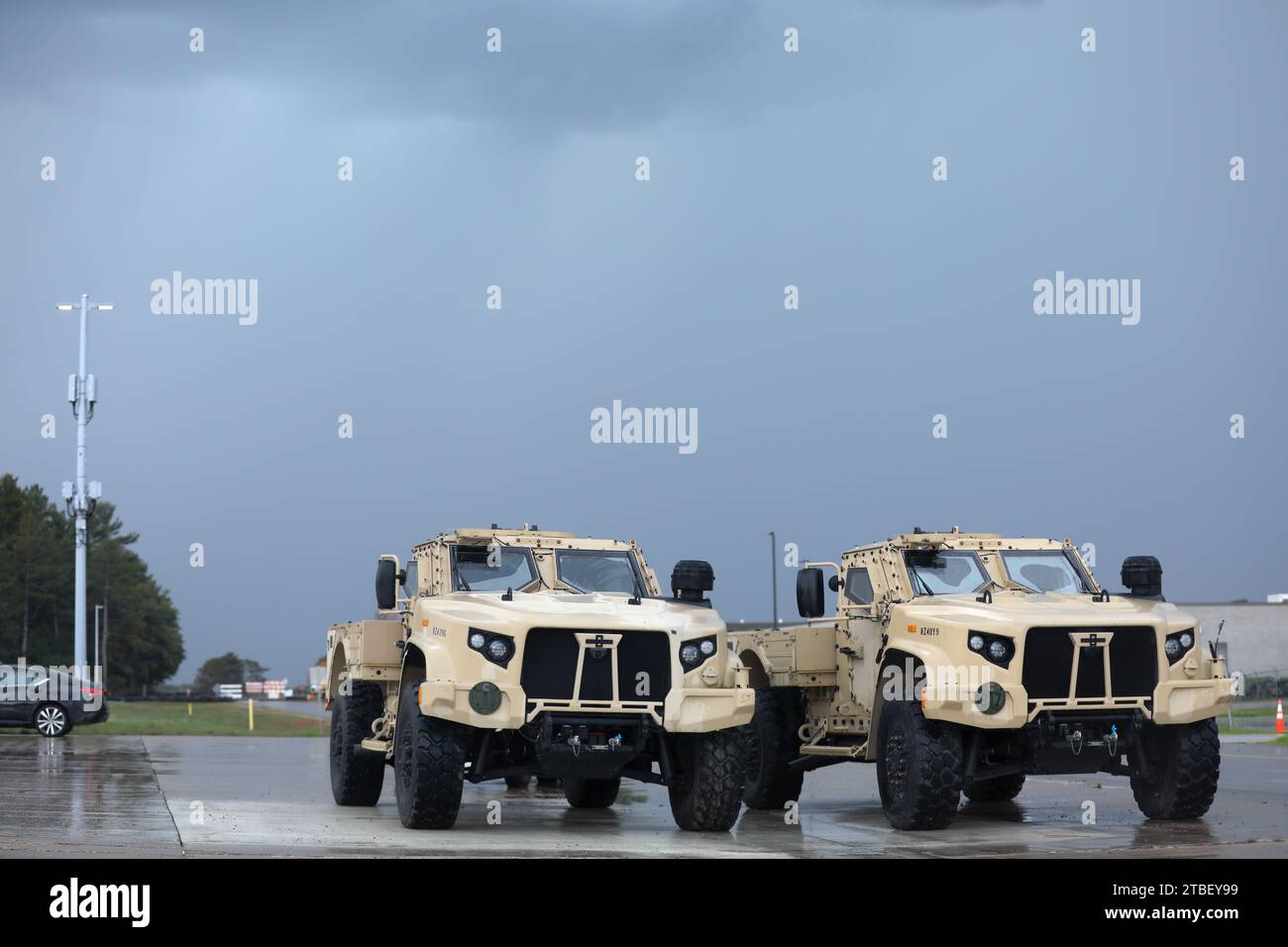 Camp Ripley Training Center in Little Falls, Minnesota, receives a new shipment of Joint Light Tactical Vehicles on October 1st, 2023 (Minnesota Army National Guard Photo by Sgt. Jorden Newbanks). Stock Photo