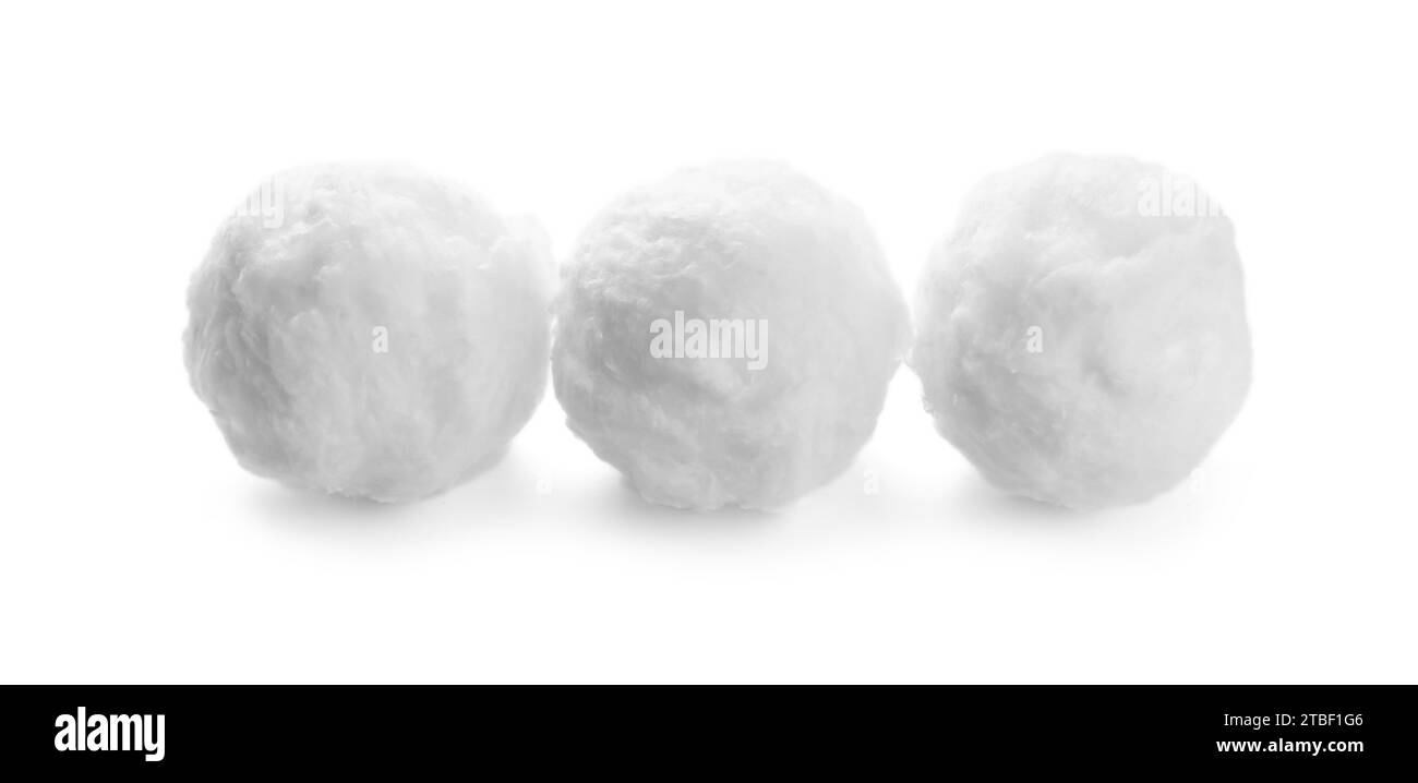 Balls of clean cotton wool isolated on white Stock Photo