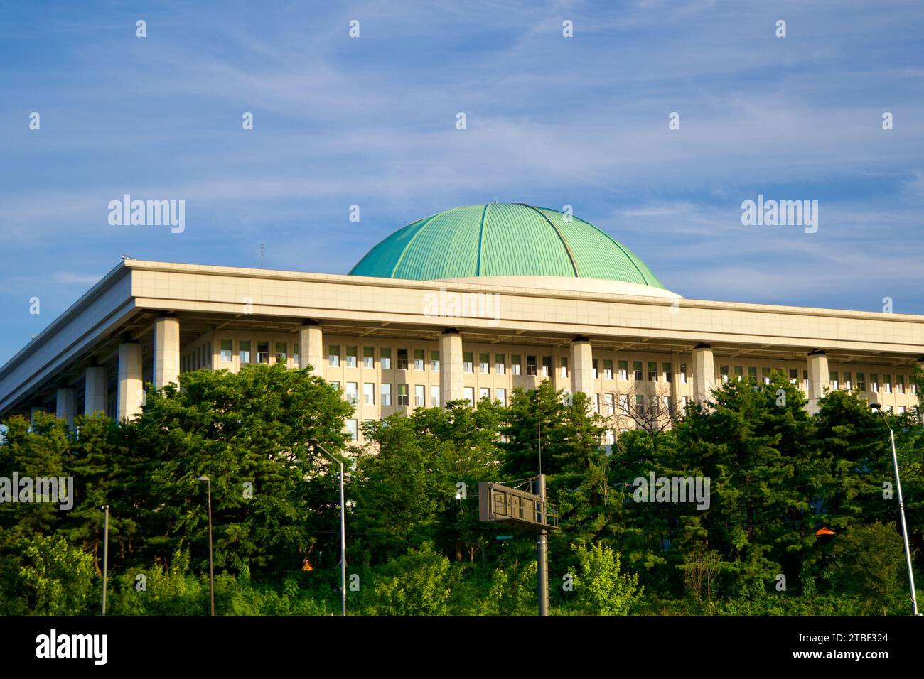 A picture of the National Assembly Building in Yeouido Hangang Park in Seoul, South Korea. Stock Photo