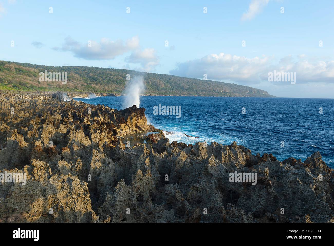 Scenic view of the Blowholes, a population tourist attraction on Christmas Island, Australia Stock Photo