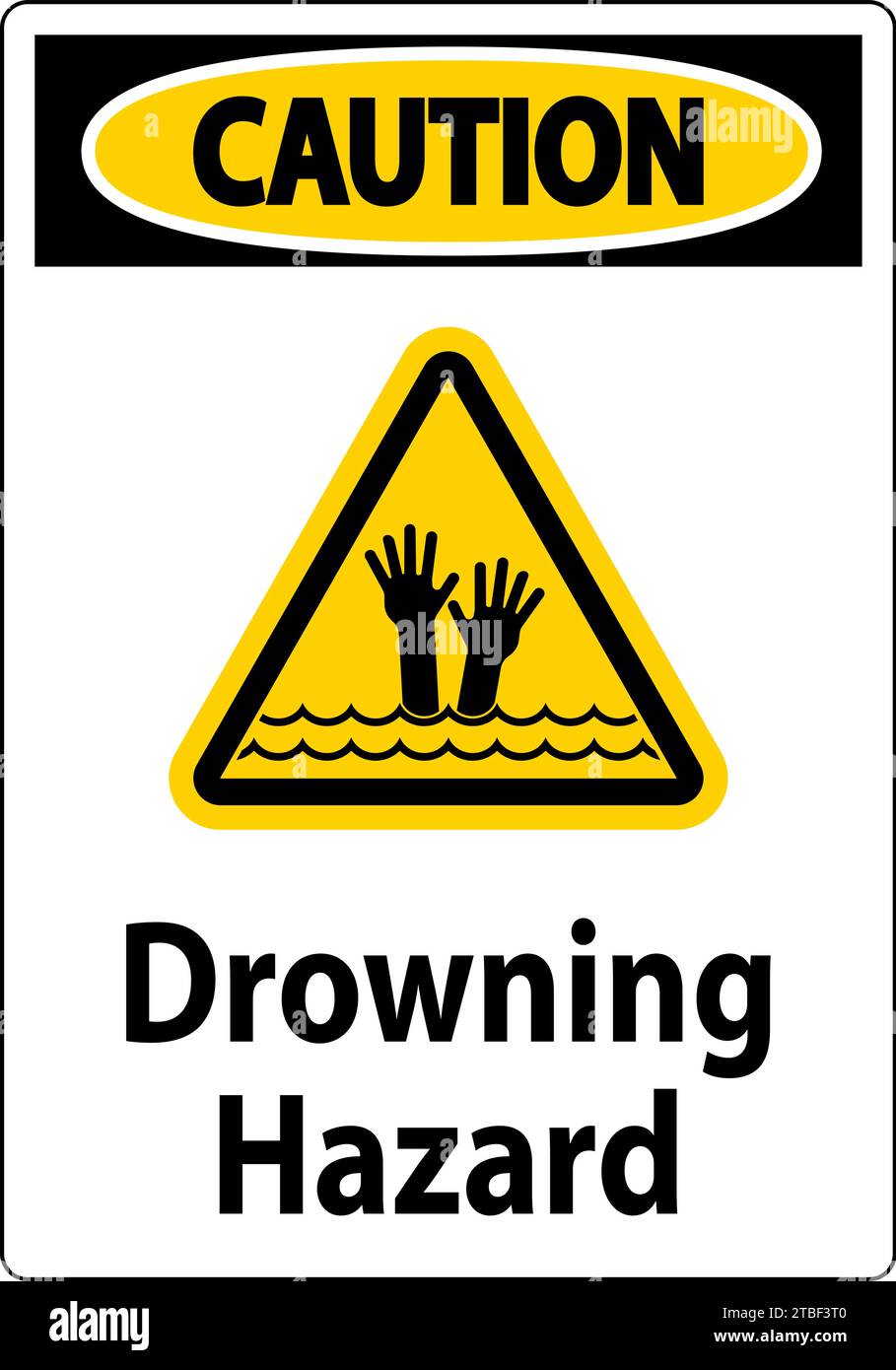 Beach Safety Sign Caution - Drowning Hazard Stock Vector