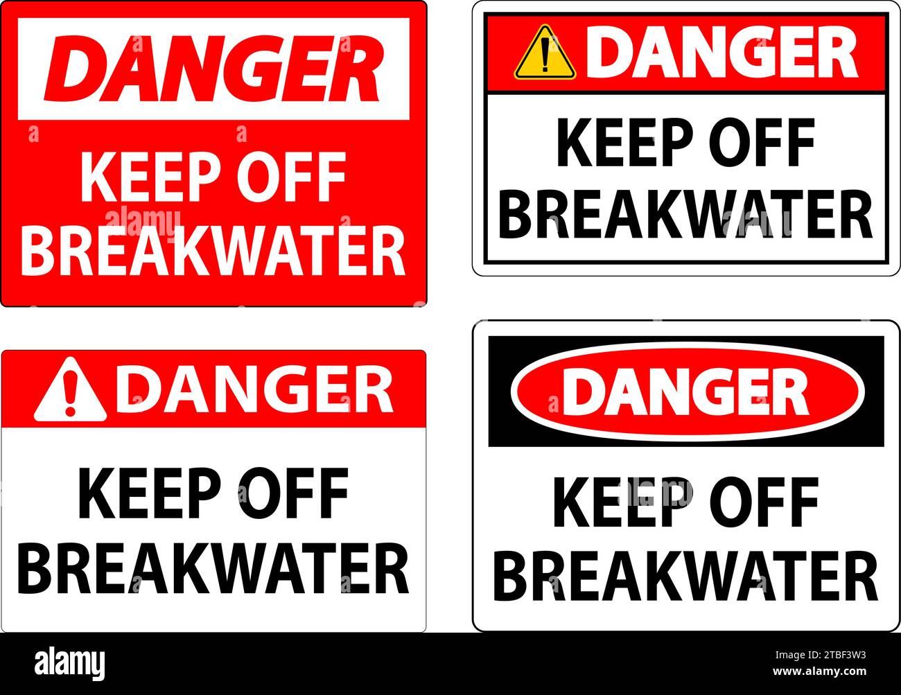 Danger Sign, Keep Off Breakwater Stock Vector