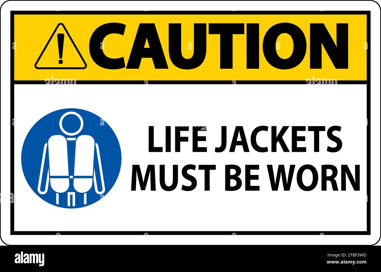 Water Safety Sign Caution, Life Jackets Must Be Worn Stock Vector Image ...