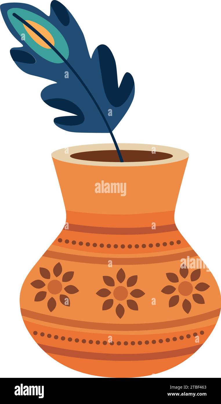 indian vase with peacock feather vector isolated Stock Vector Image