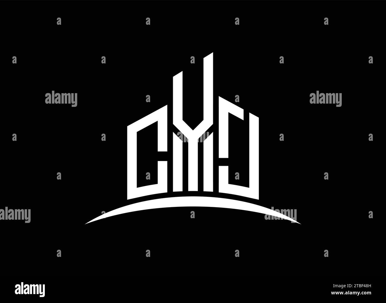 Letter CYJ building vector monogram logo design template. Building Shape CYJ logo. Stock Vector