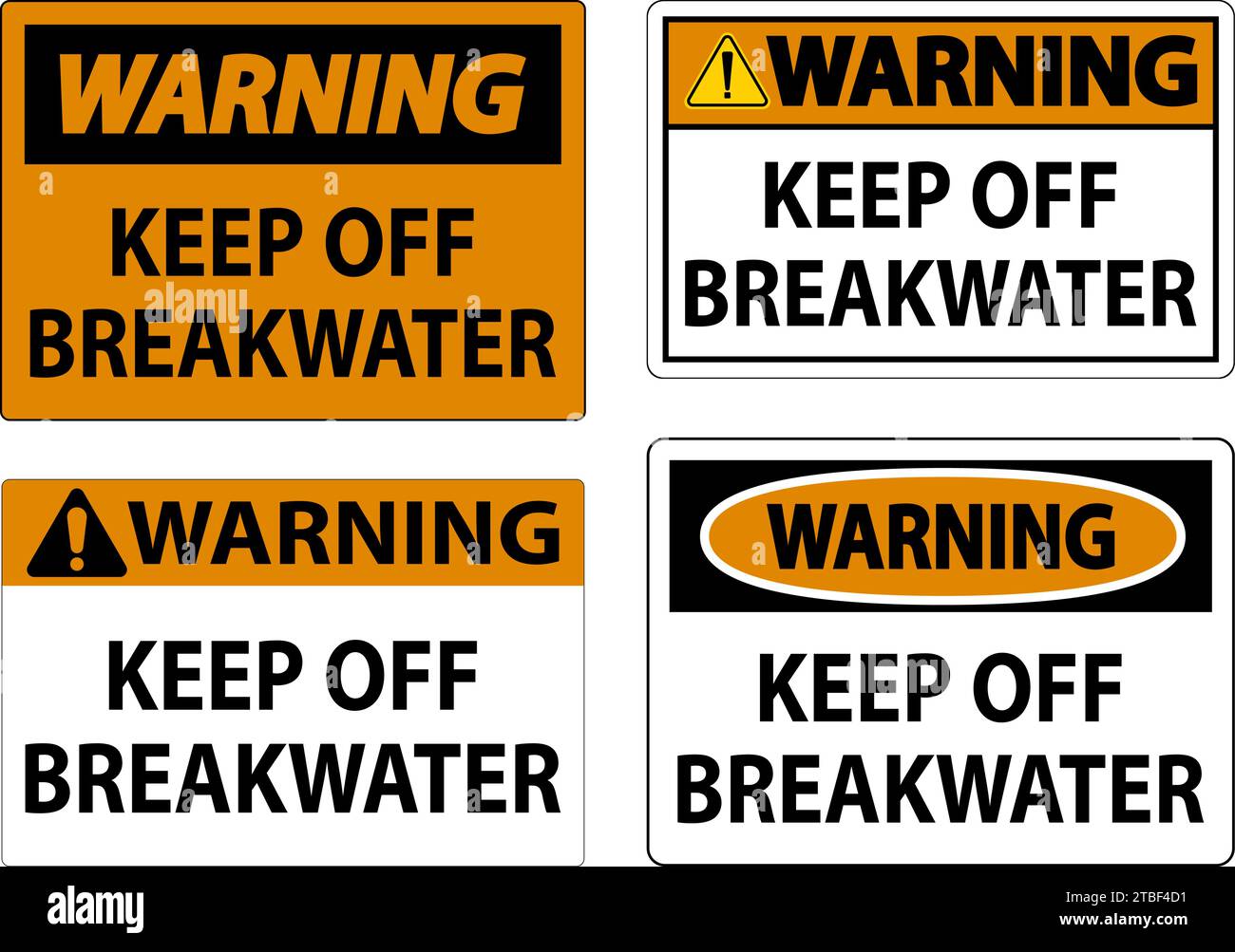 Warning Sign, Keep Off Breakwater Stock Vector