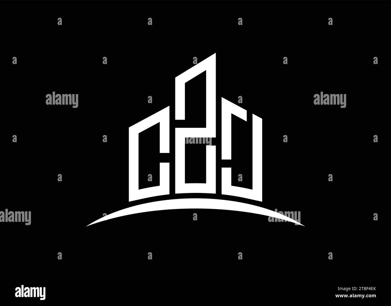 Letter CZJ building vector monogram logo design template. Building Shape CZJ logo. Stock Vector